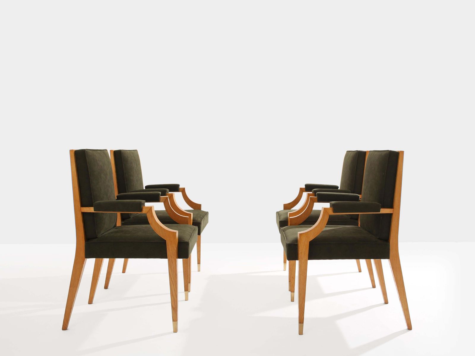 André Arbus Set Of Four Ash Wood Neoclassical Armchairs 1940s photo furniture