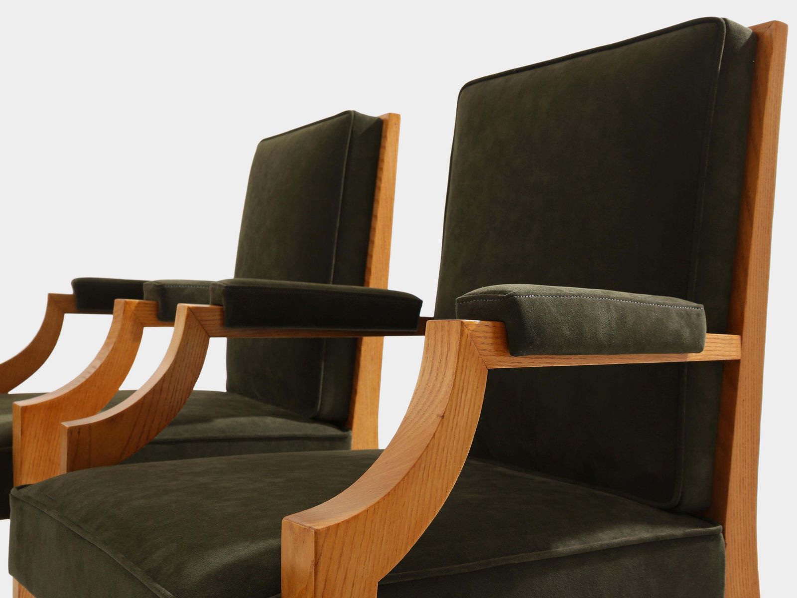 André Arbus Set Of Four Ash Wood Neoclassical Armchairs 1940s photo buy