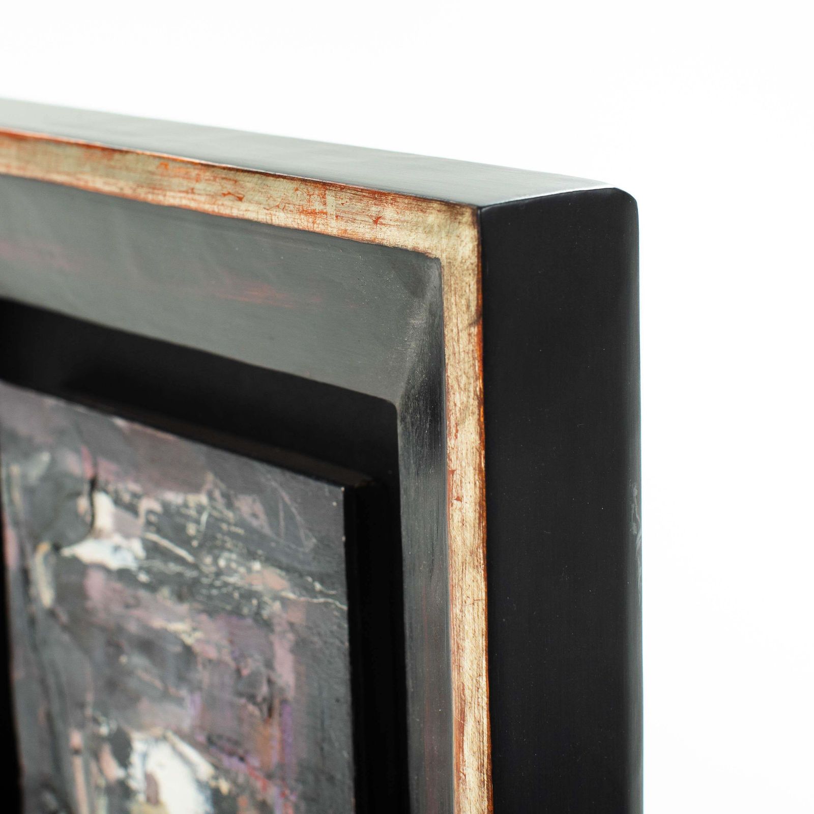 Small French Abstract Modern Composition In Black White Purple By René Leidner photo buy