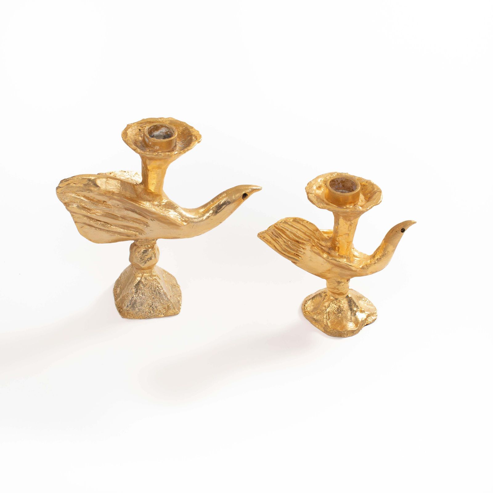 Pair Of French Gilded Bronze Candlesticks By Pierre Casenove For Fondica, 1980s photo vintage