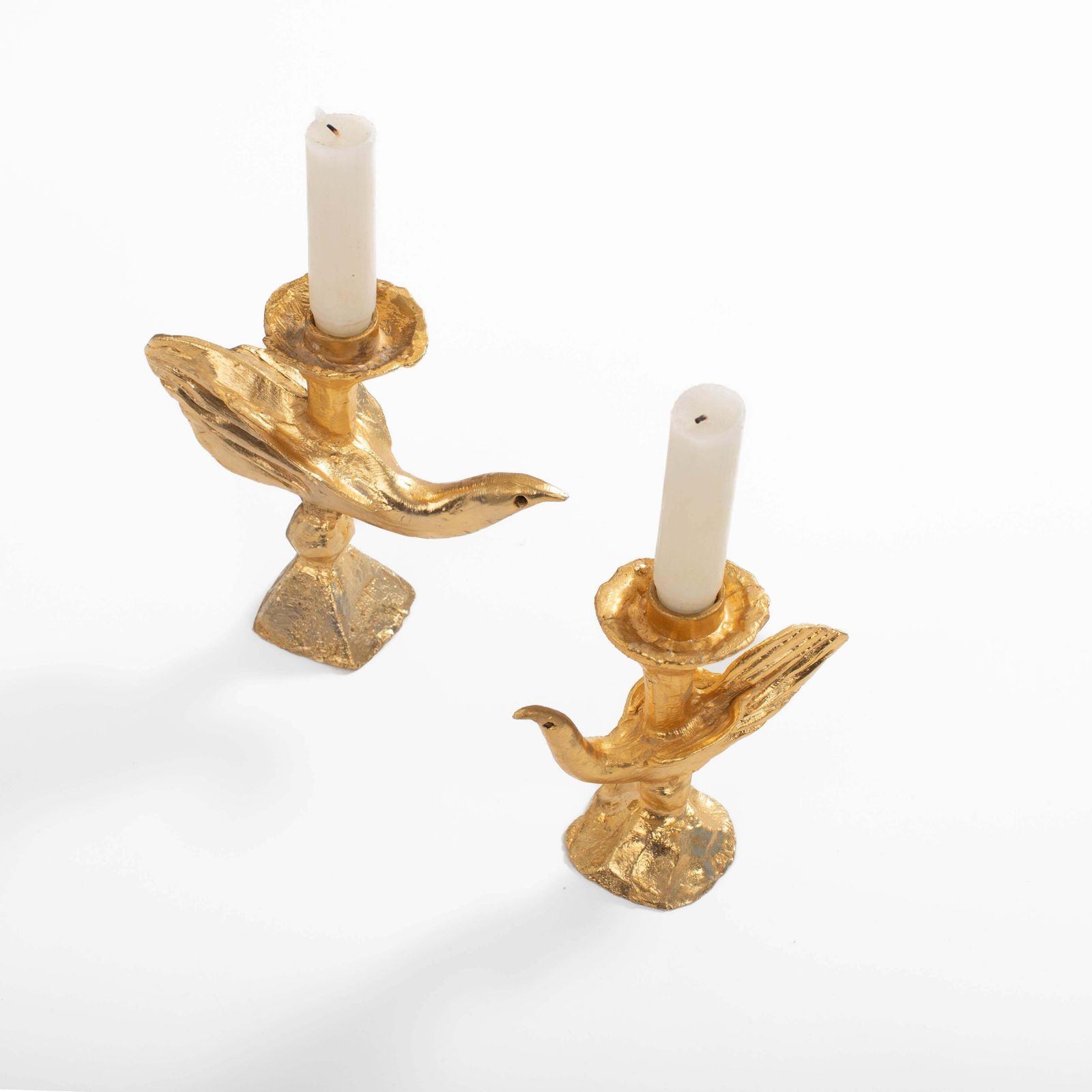 Home Decor Pair Of French Gilded Bronze Candlesticks By Pierre Casenove For Fondica, 1980s photo