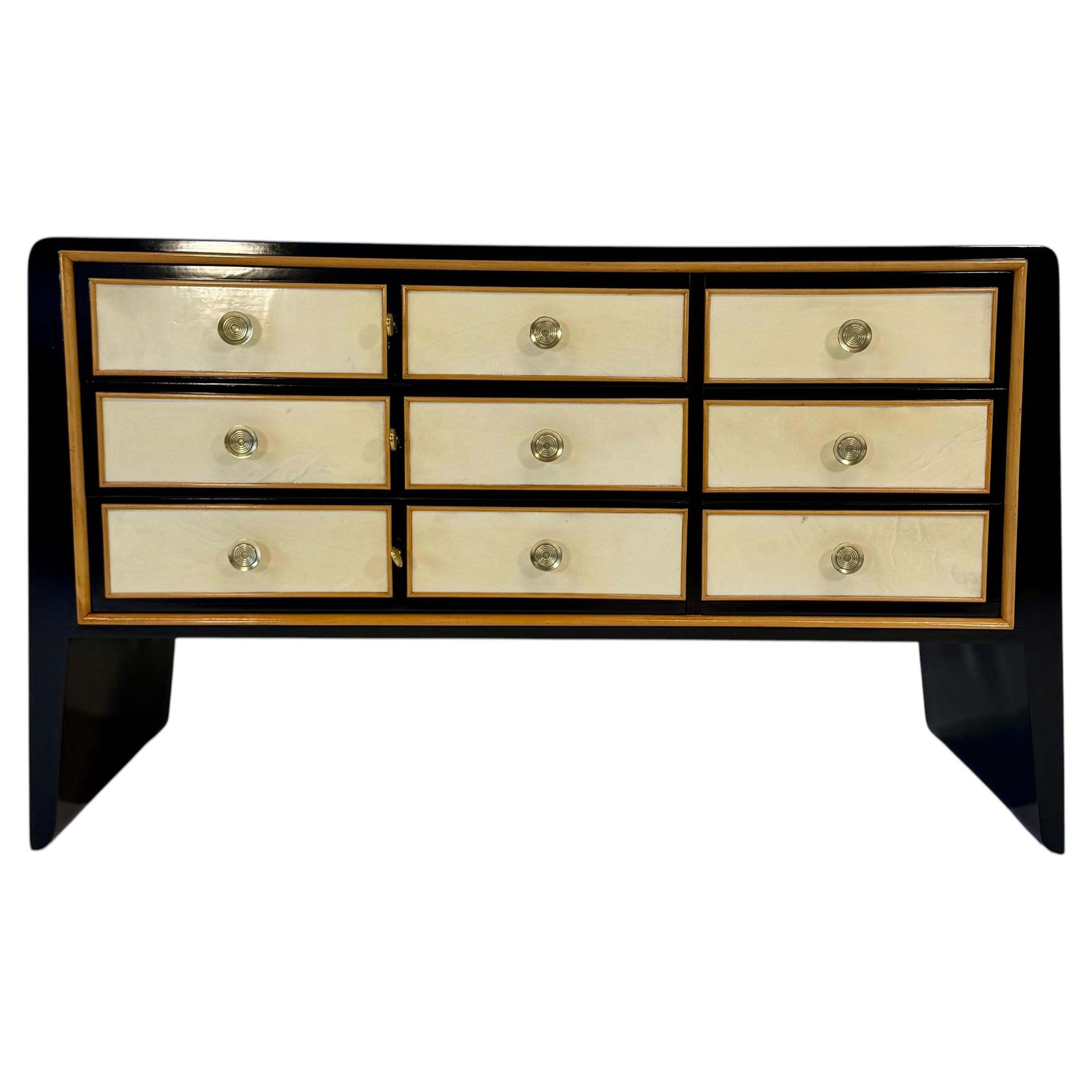 Italian Art Deco Dresser By Paolo Buffa In Maple, Lacquer And Parchment, 1940s