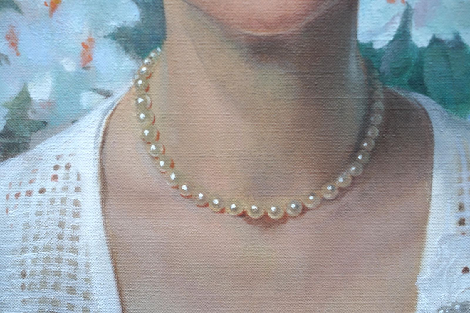 Portrait Of Lady Joan Kitchen   British 1940's Art Oil Painting photo vinterior