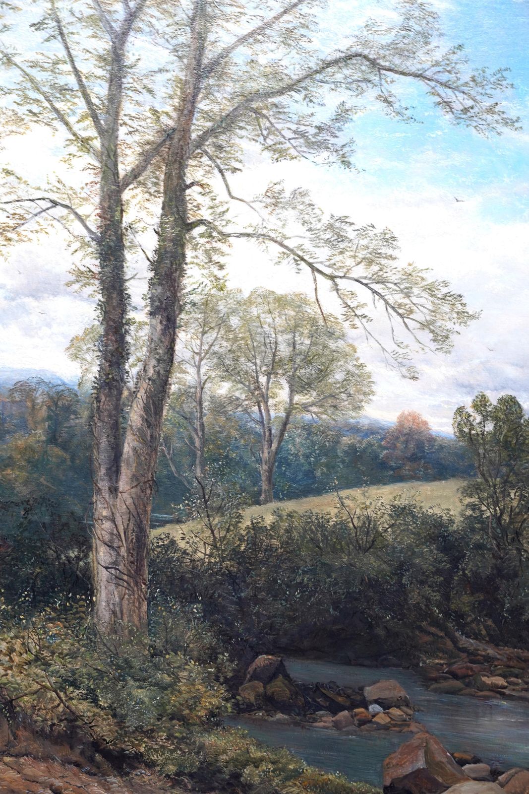 The Ford   British Old Master Exhib. Landscape Art Oil Painting Figures Animals photo for sale