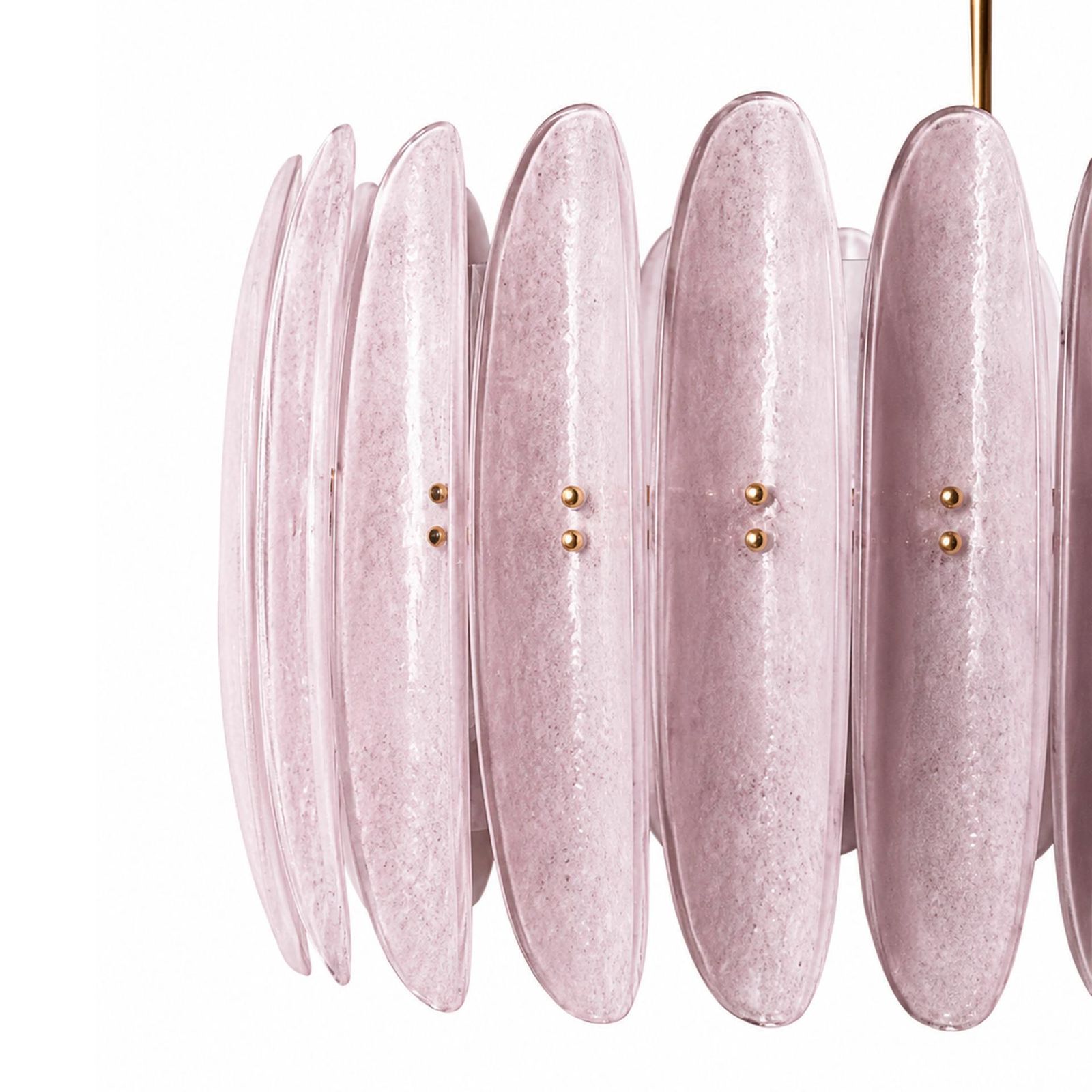 Mid Century Style Ceiling Lamp In Brass And Pink Murano “Scova” Glass, Italy photo furniture