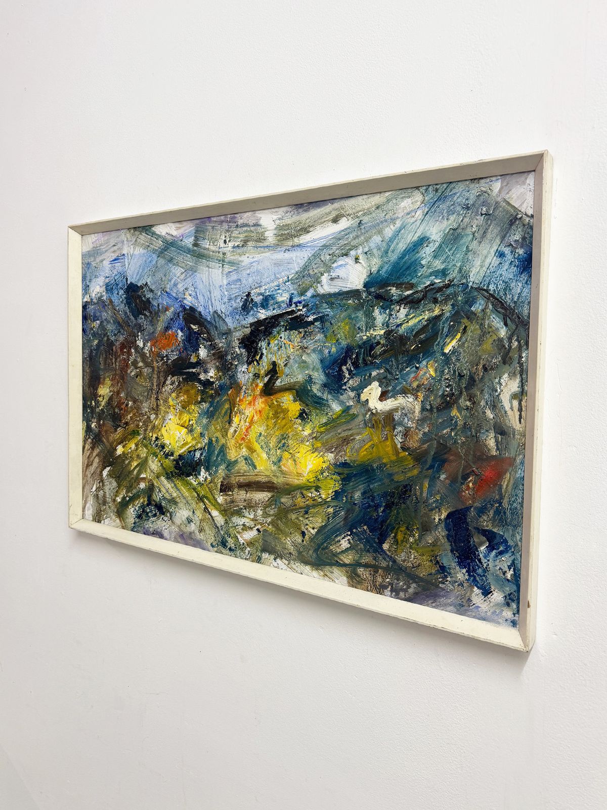 Swedish Mid Century Abstract Expressionist Landscape Oil Painting photo for sale