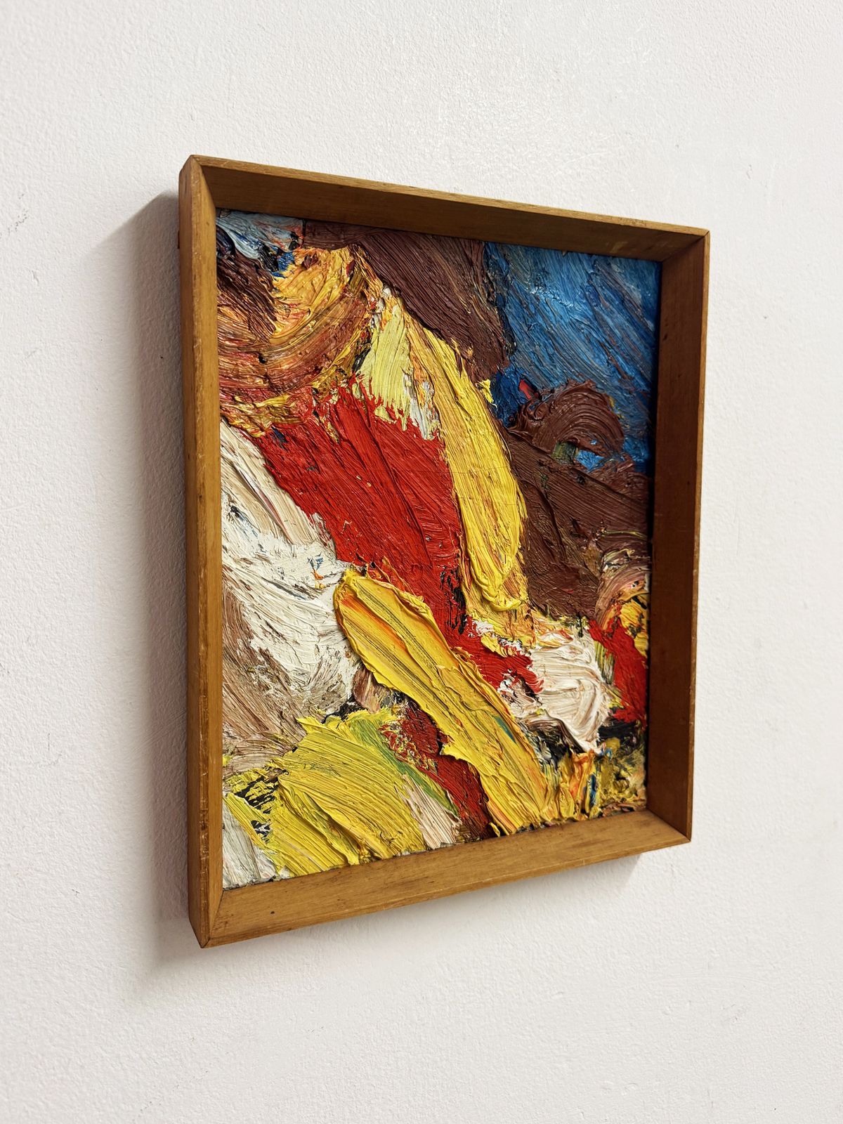 Mid Century Vintage Swedish Abstract Heavy Impasto Oil Painting photo for sale