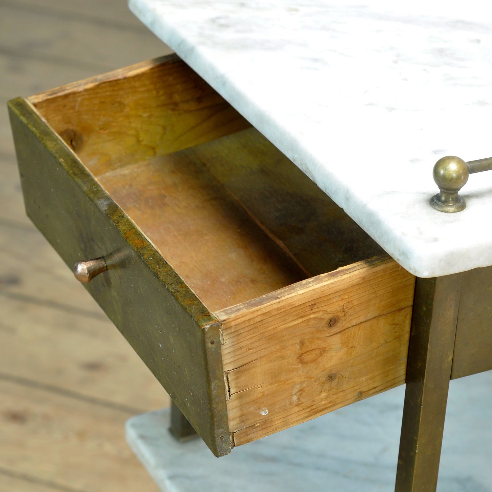 Brass Bedside Table, Circa 1900 photo vinterior