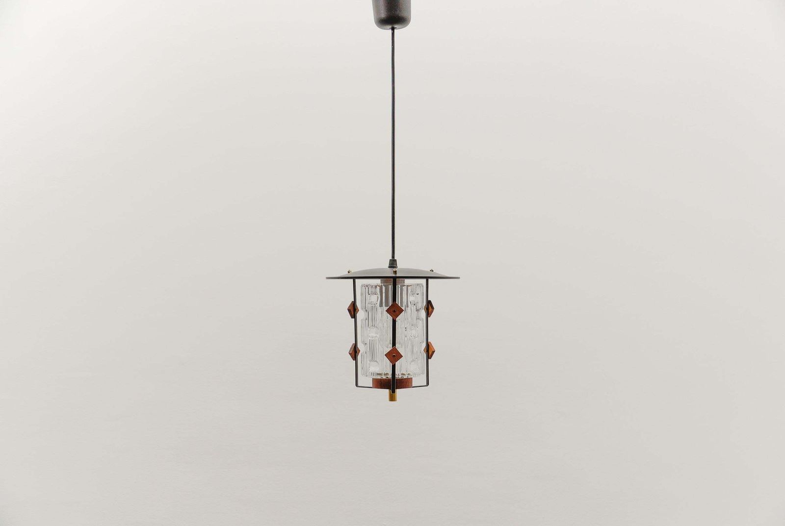 Scandinavian Mid Century Modern Ceiling Lamp In Copper, Teak And Glass, 1960s photo furniture