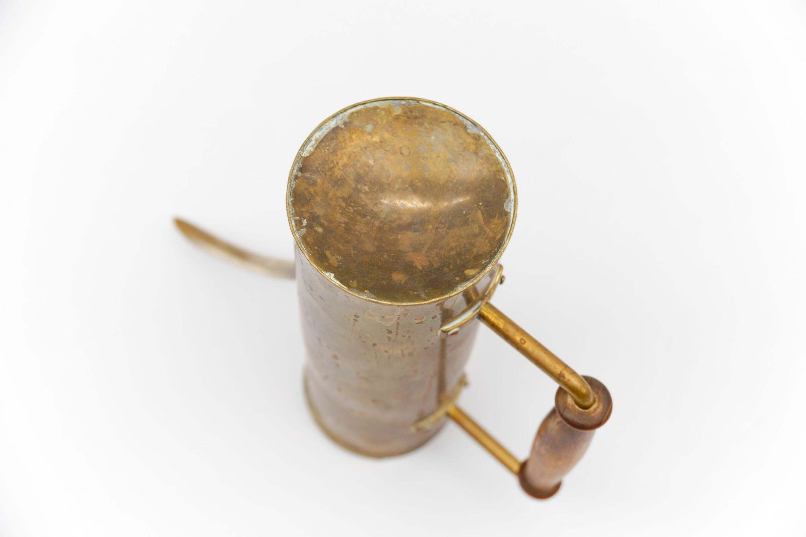 Garden Decor Rare Bauhaus Brass And Wood Watering Can, 1950s Germany photo