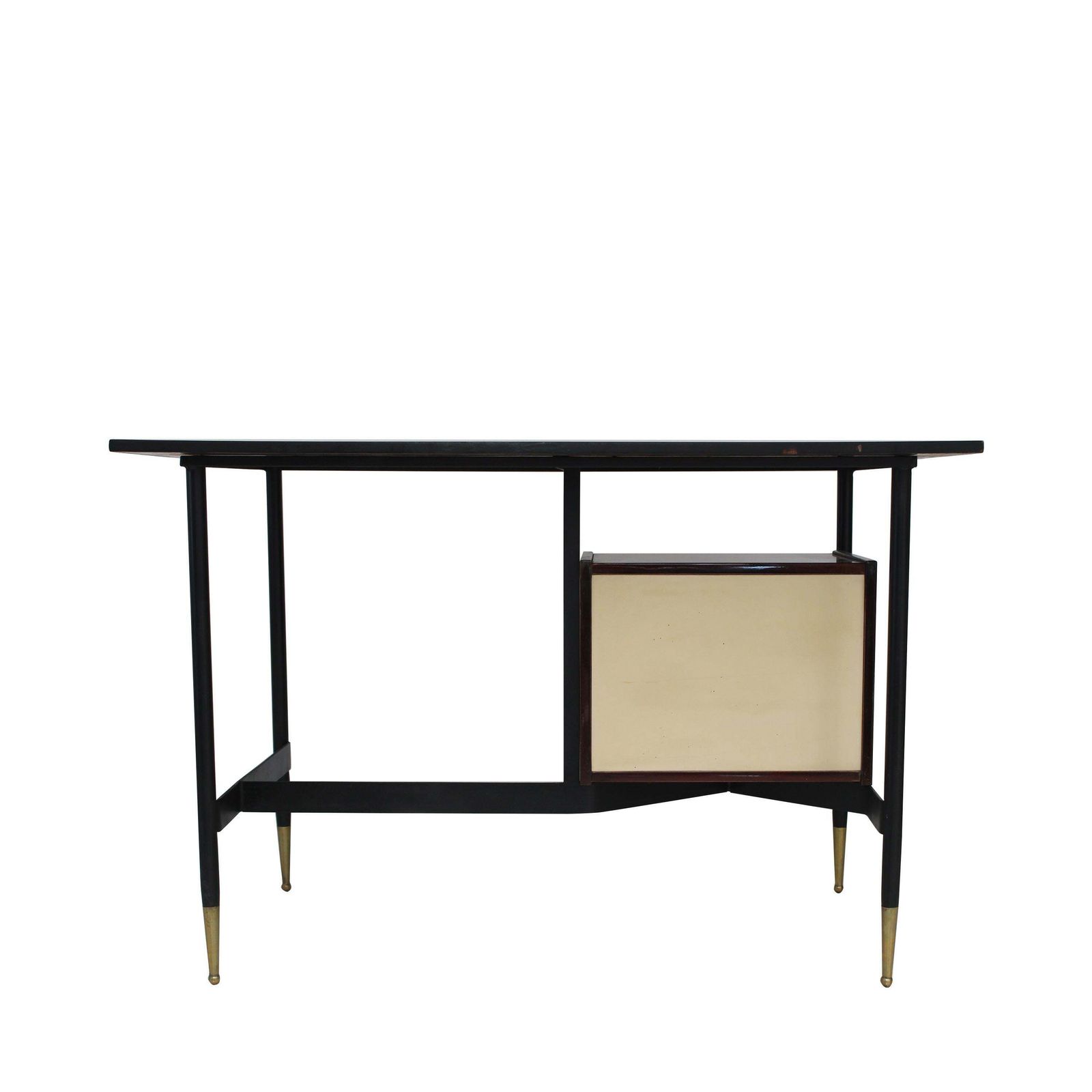 Mid Century Rosewood Desk With White Lacquered Drawers, Italy, 1950. photo for sale