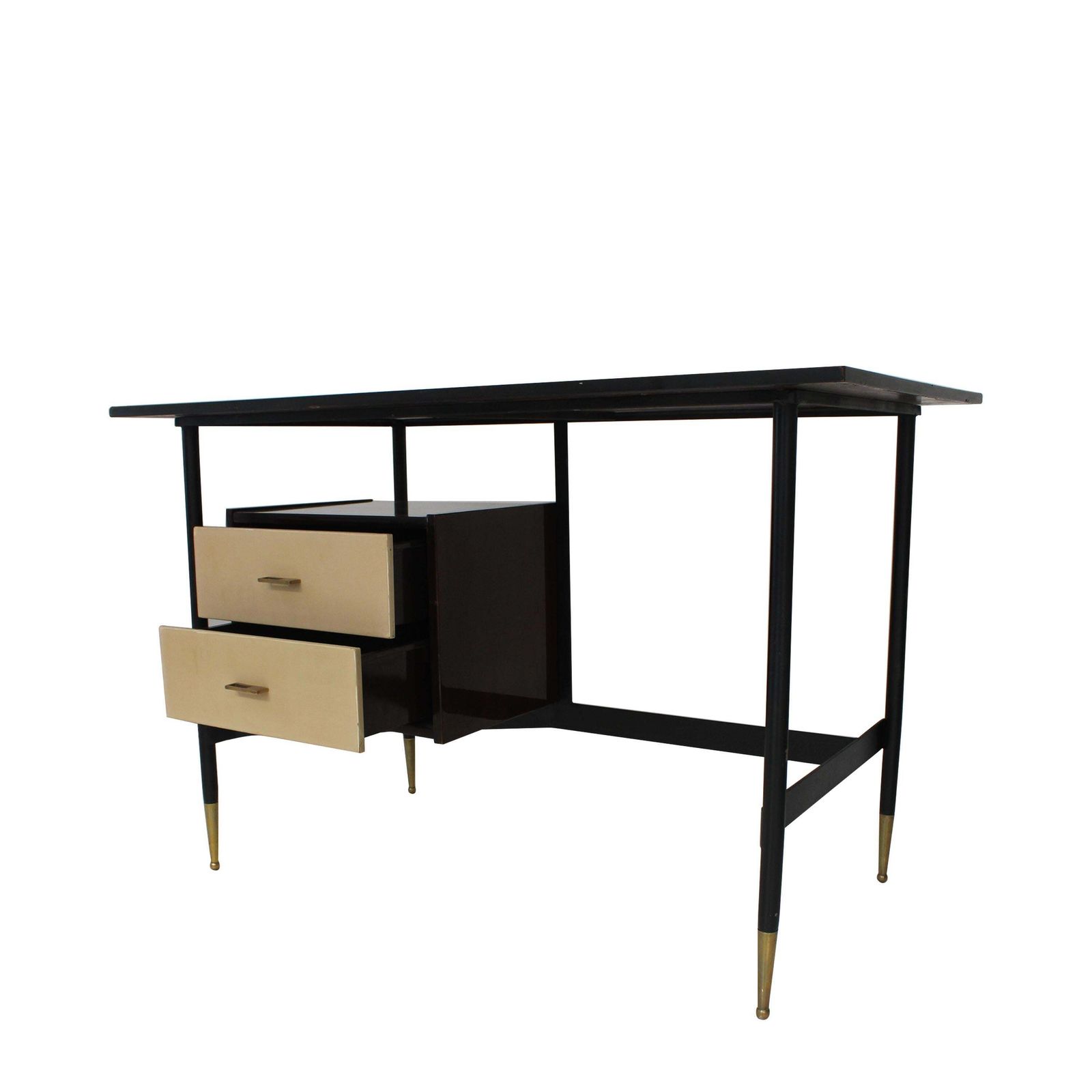 Mid Century Rosewood Desk With White Lacquered Drawers, Italy, 1950. photo Furniture