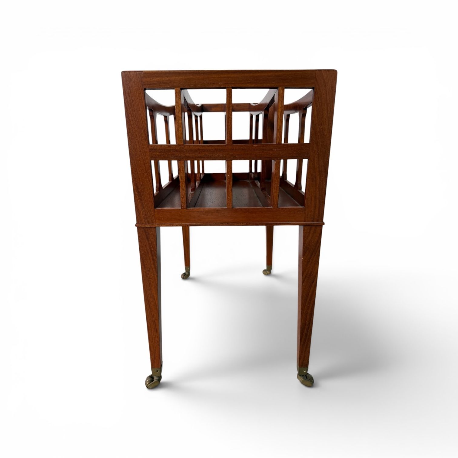 William Tillman George III Style Flame Mahogany Canterbury Magazine Rack, England, Late 20th Century photo for sale