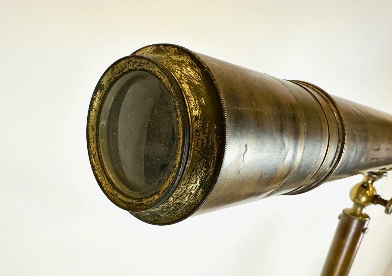 Antique French Brass Tripod Telescope, 1950s photo furniture