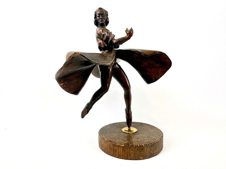Antique Carved Wooden Ballerina Statue, 1920s