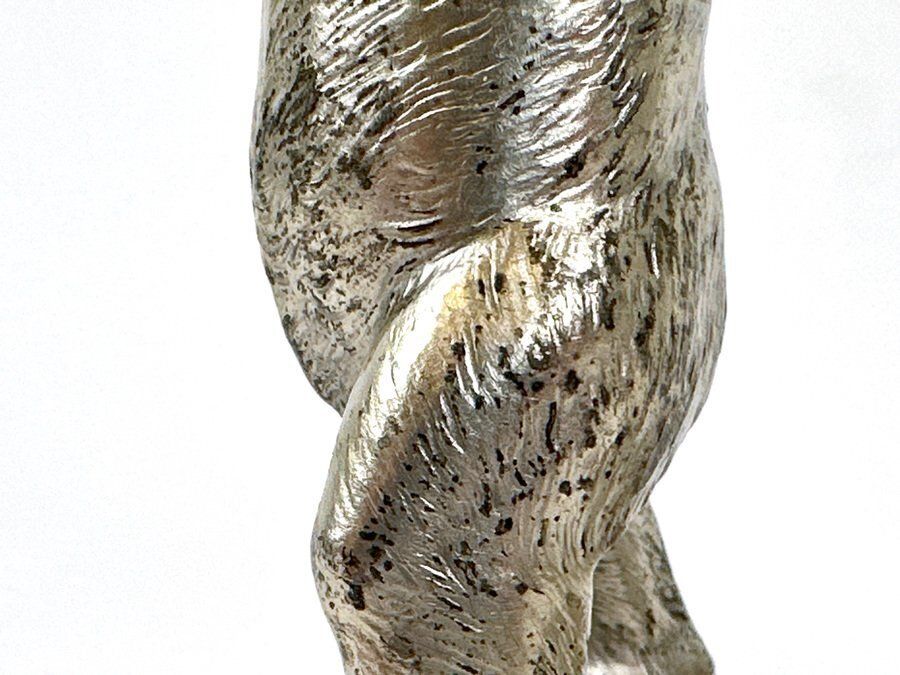 photo for sale Antique Silver Plated Standing Bear Candleholders From Wmf, 1907, Set Of 2