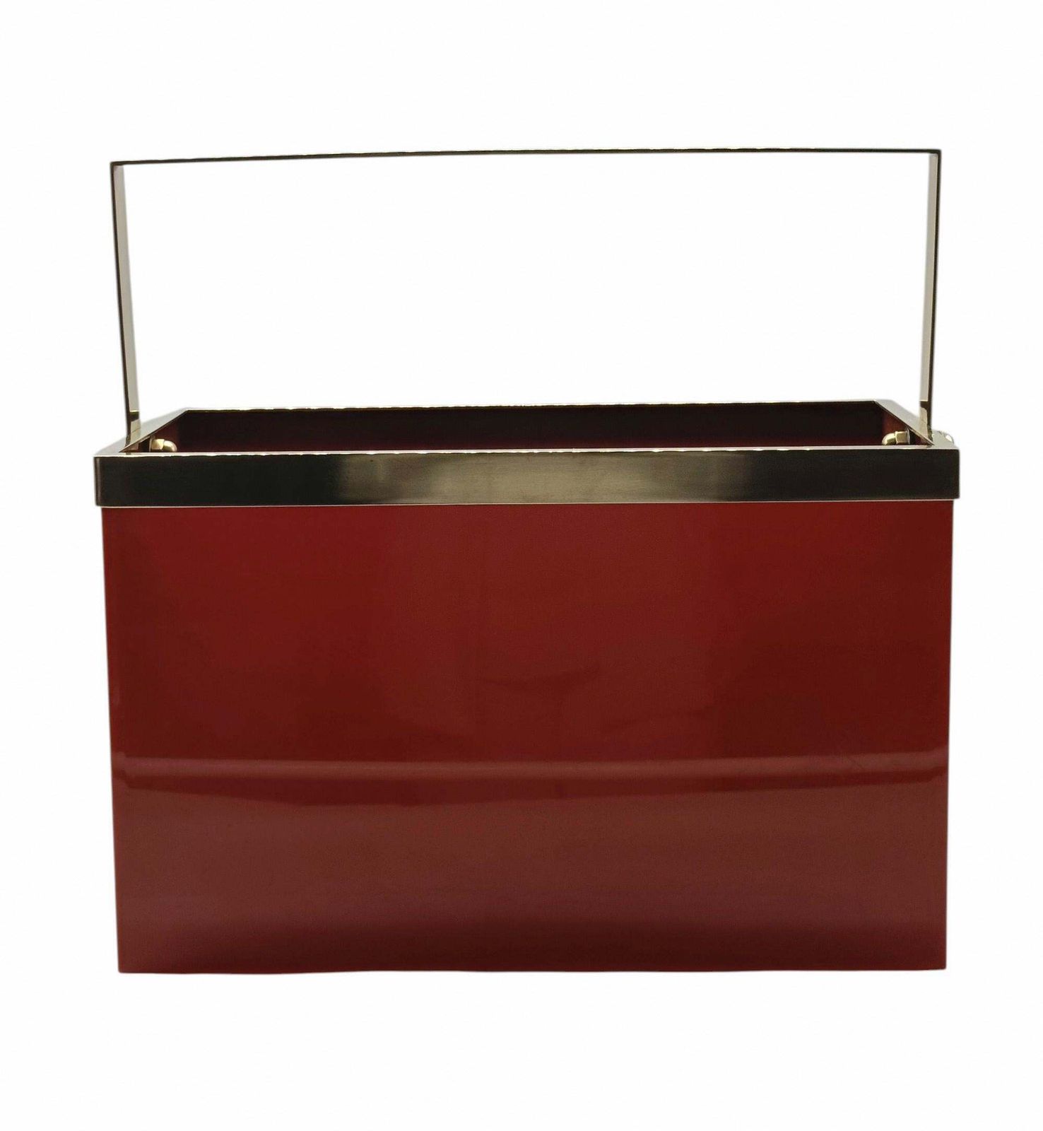 Dior Home Style Magazine Or Bottle Holder In Lucite Orange And Brass, 1970s photo furniture