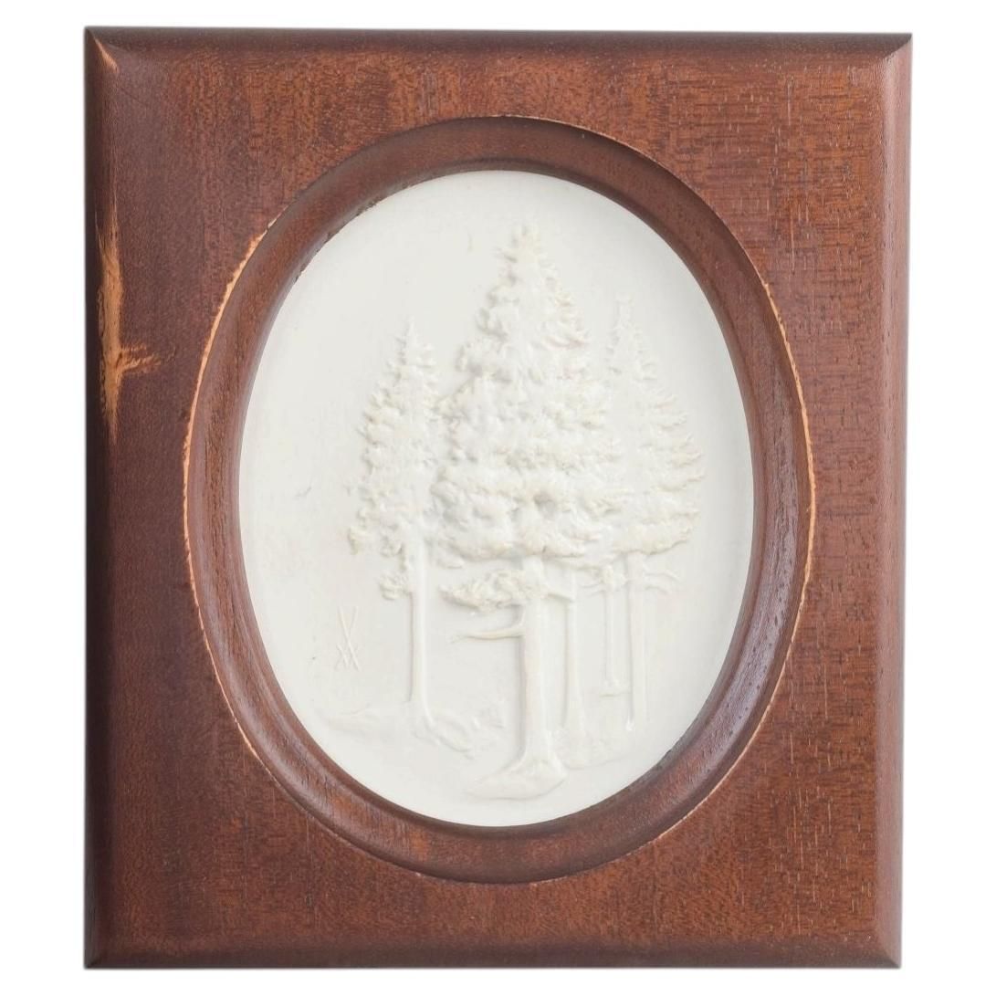 Meissen. Relief Plaque In White Biscuit Porcelain With Motif Of Trees. 1970s