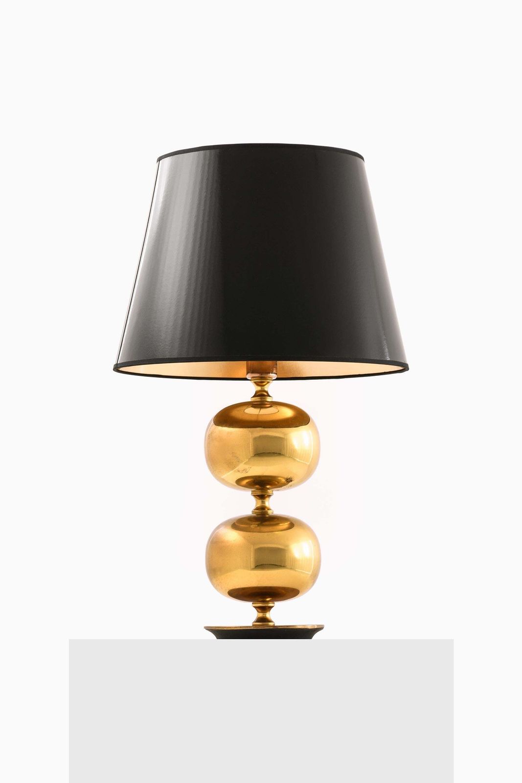 Pair Of Golden Table Lamps In Brass By Henrik Blomqvist, 1960s photo furniture