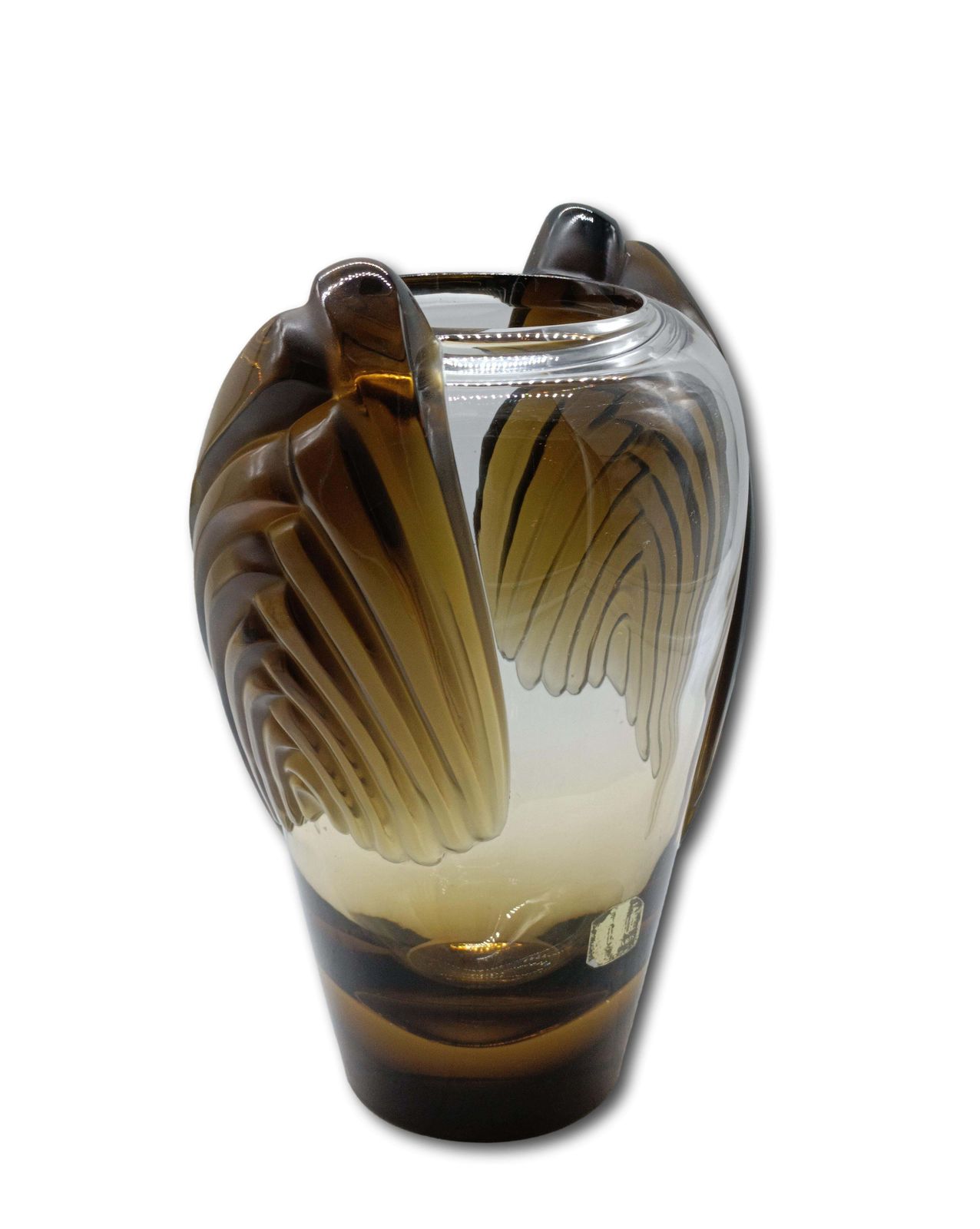 Marie Claude Lalique For Lalique Paris Amber Crystal Vase "Marrakech," 1970s photo vinterior