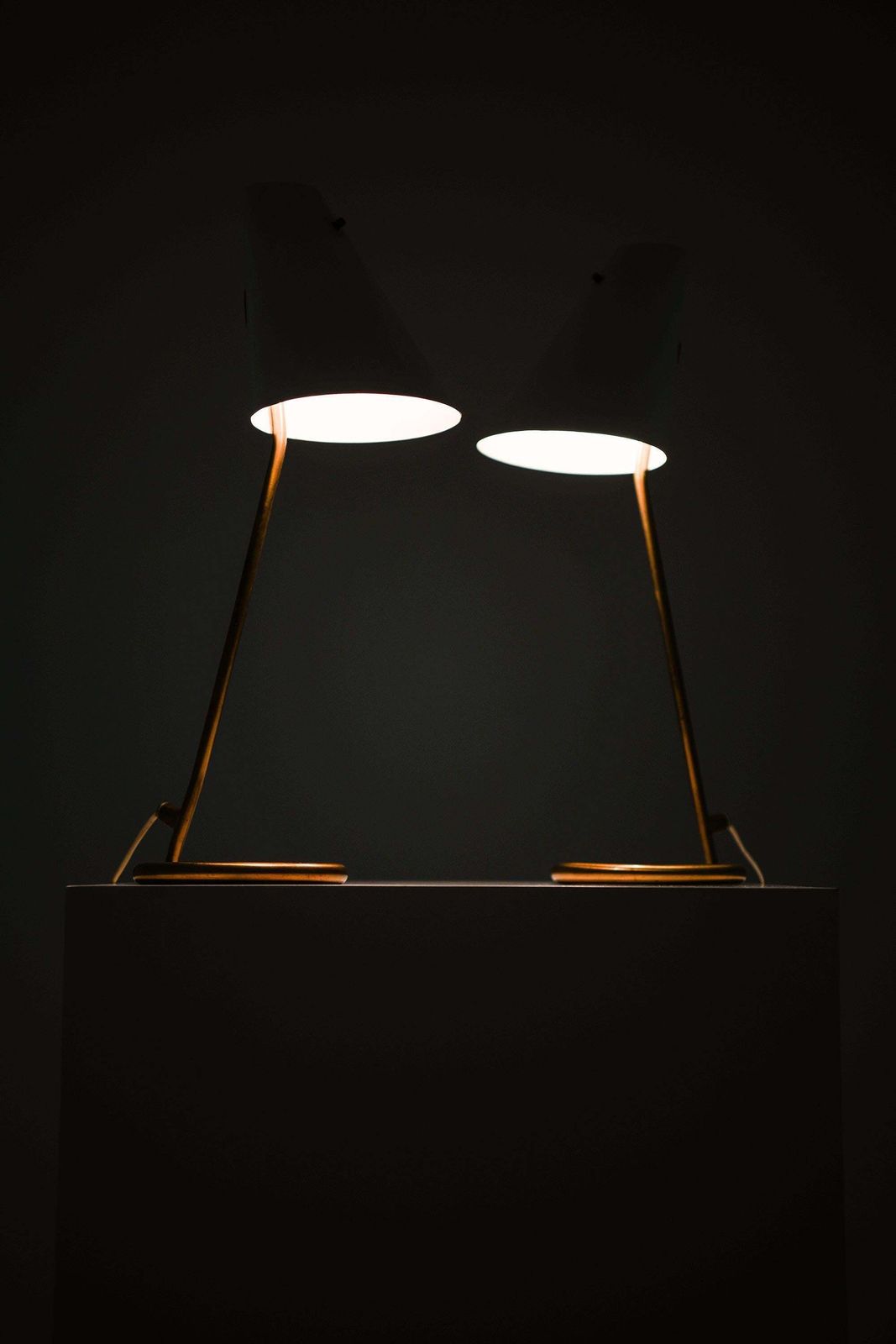 Pair Of Table Lamps In Brass, Lacquer And Metal By Hans Agne Jakobsson, 1950s photo buy