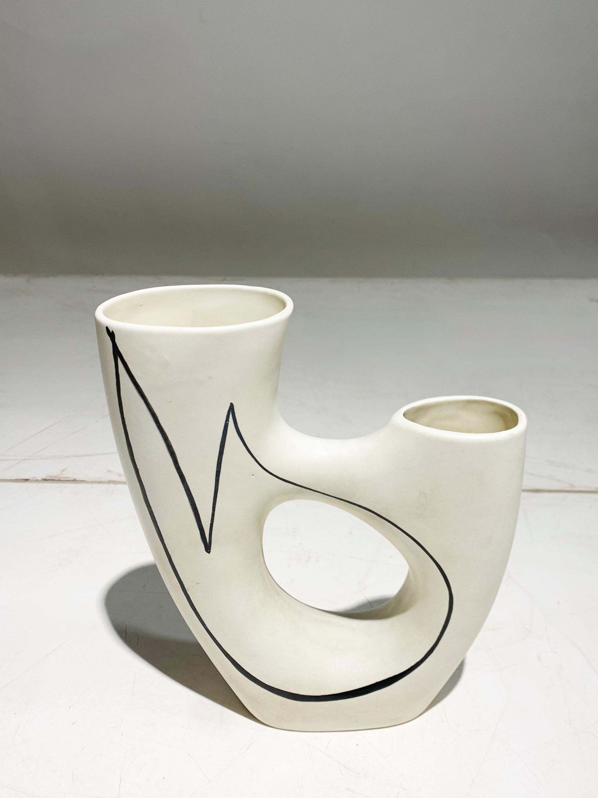 Atelier Revernay Mid Century Double Neck Ceramic Vase, Circa 1950 photo 958.0
