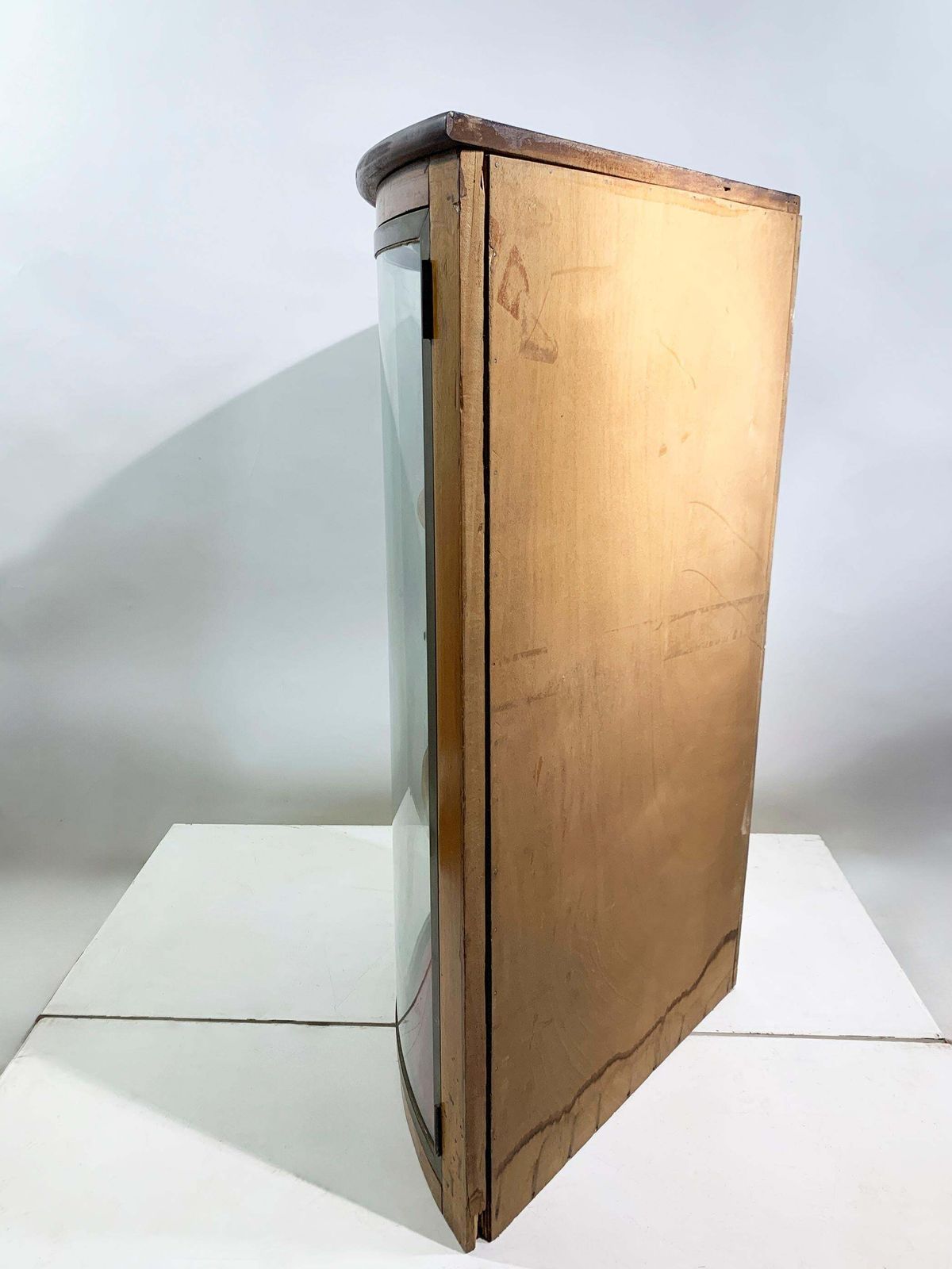 Set Of 2 Mid Century Modern Curved Glass Corner, Circa 1960's photo vintage