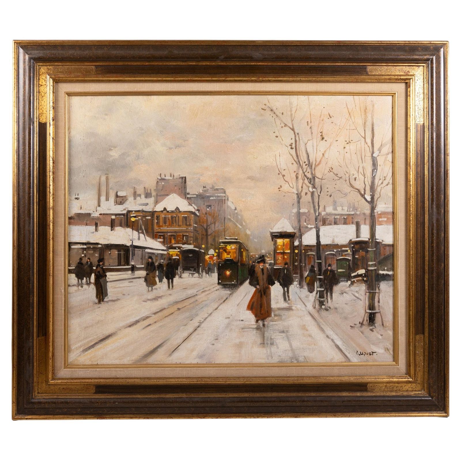 Pierre Jacquet (20th Century): "Paris, Les Boulevards Sous La Neige"