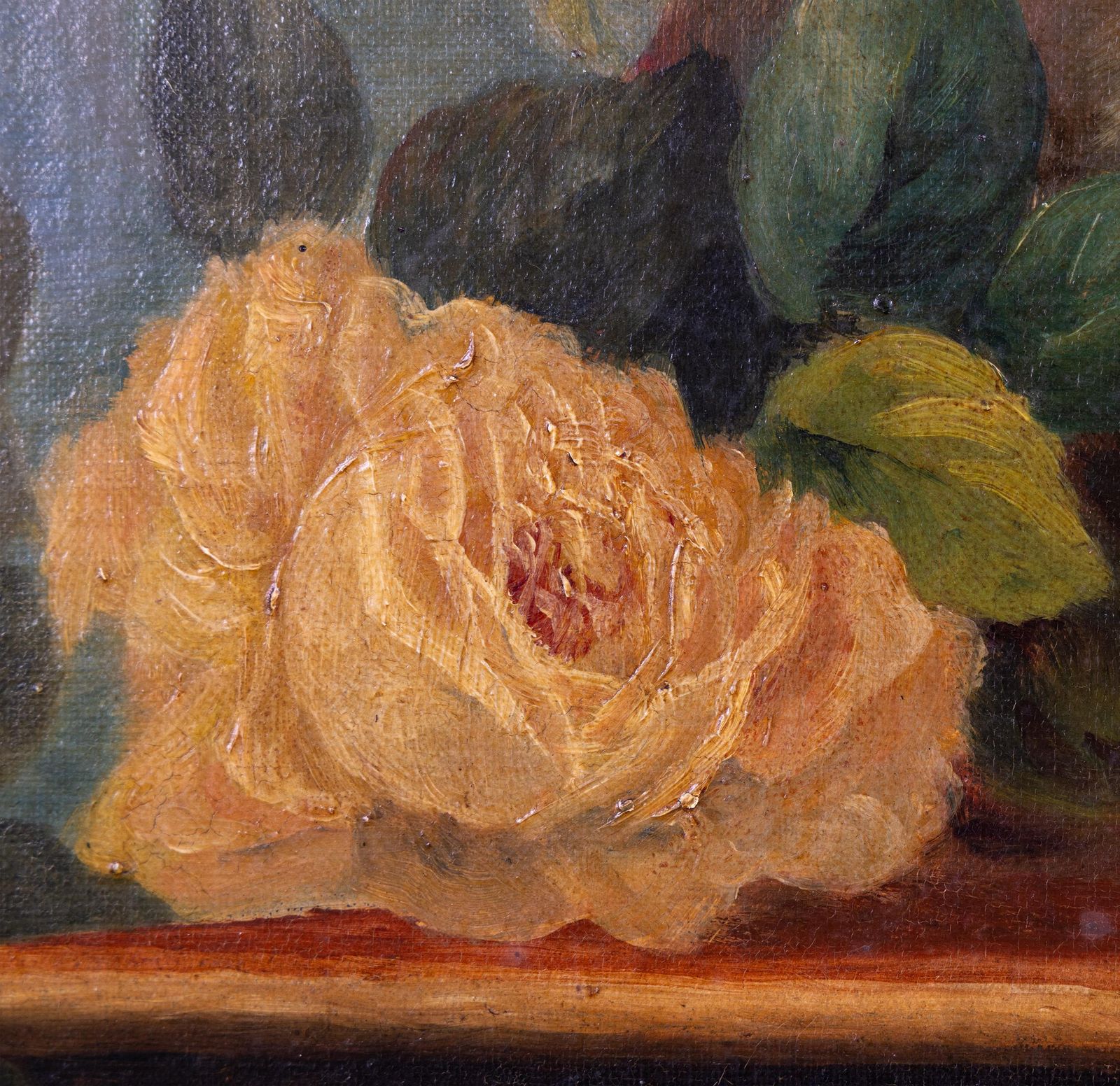 Still Life With Roses And Fruit, 17 Century Style Oil On Canvas, Dated 1896 photo vinterior
