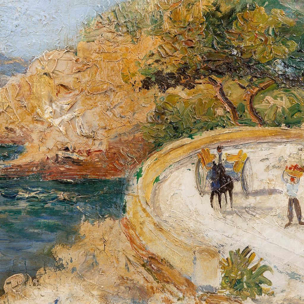 Cart On The Mediterranean Coast, Oil On Canvas – Alexis Gritchenko (1883 1977) photo for sale