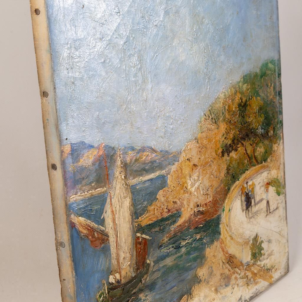 Cart On The Mediterranean Coast, Oil On Canvas – Alexis Gritchenko (1883 1977) photo vinterior