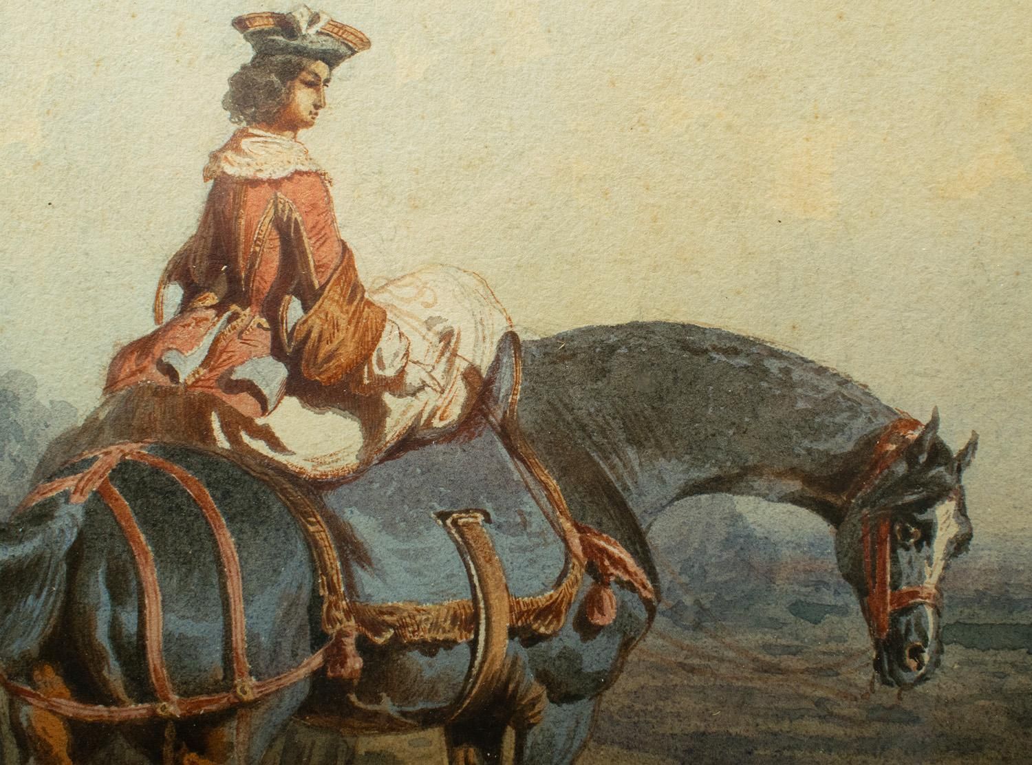 Théodore Fort (1810–1896)   Pair Of Watercolours   Elegant Ladies On Horseback photo vinterior