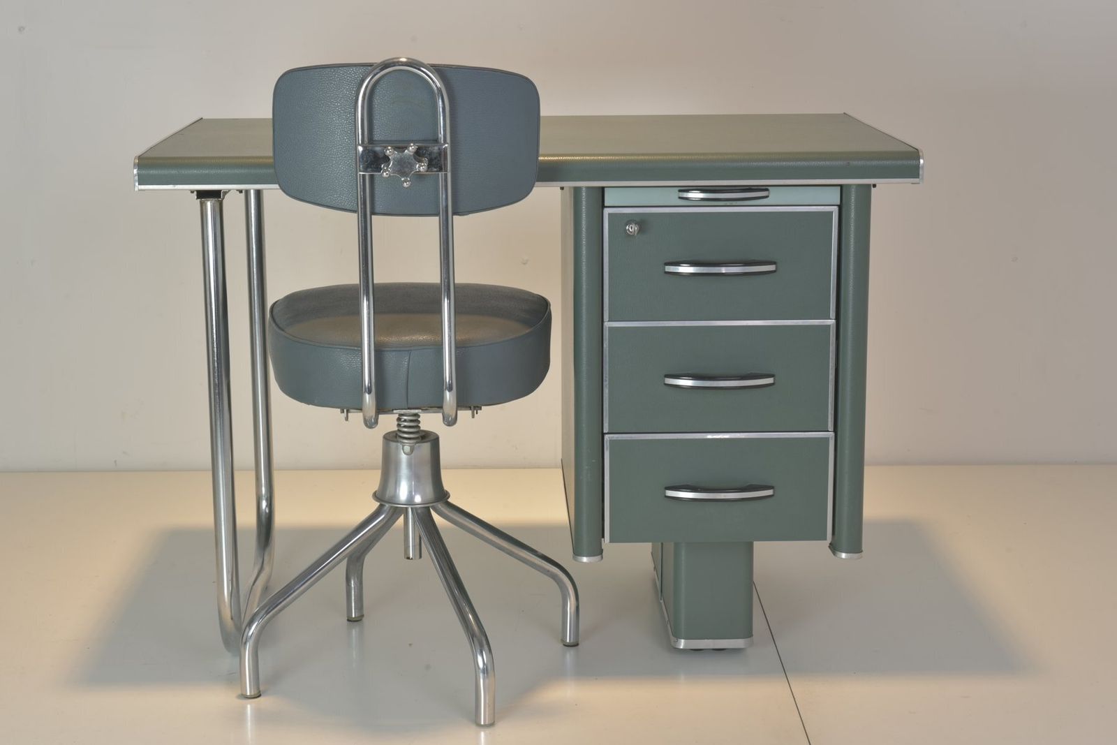 Steeltube Desk With Desk Chair From Nori, France, 1958, Set Of 2