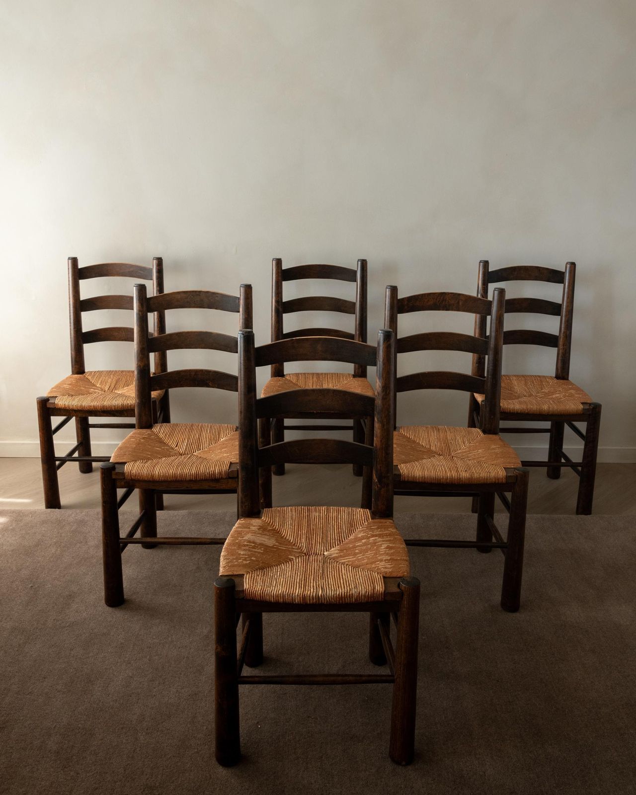 Vintage French Brutalist Dining Chairs By Georges Robert, 1950s, Set Of 6 photo 3134.0