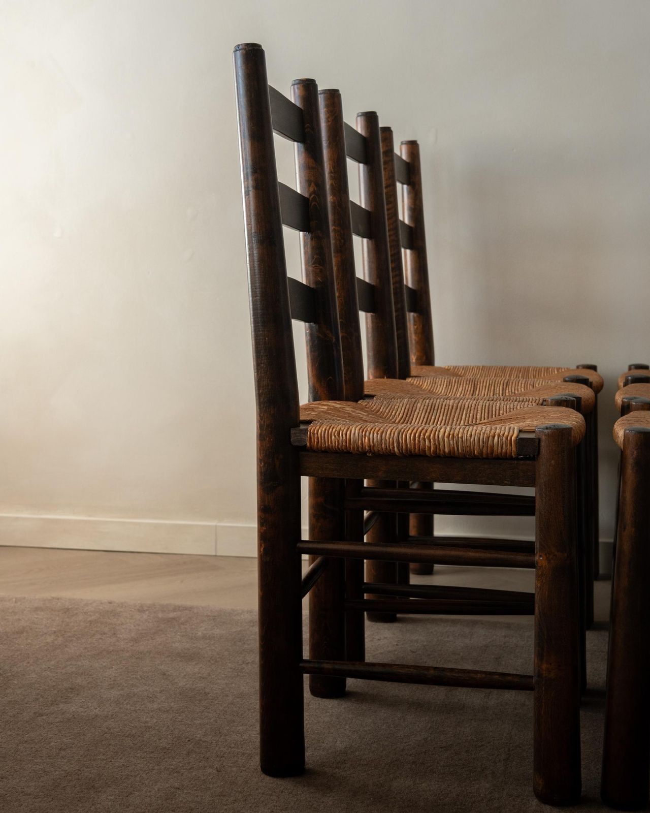 Furniture Vintage French Brutalist Dining Chairs By Georges Robert, 1950s, Set Of 6 photo