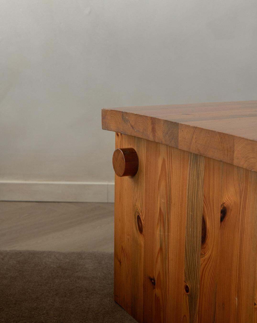 photo for sale Dymling Pine Coffee Table By Yngve Ekström For Swedese Swedish Brutalist 1970s