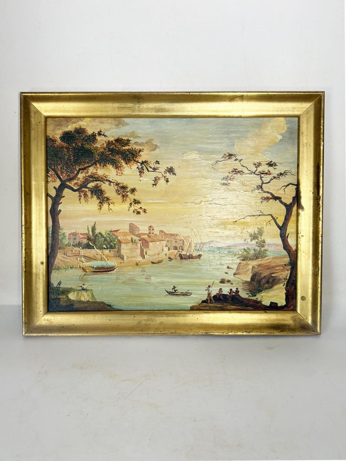Painting Of A Boat Scene, Oil On Panel, Signed, France, Early 20th Century photo for sale
