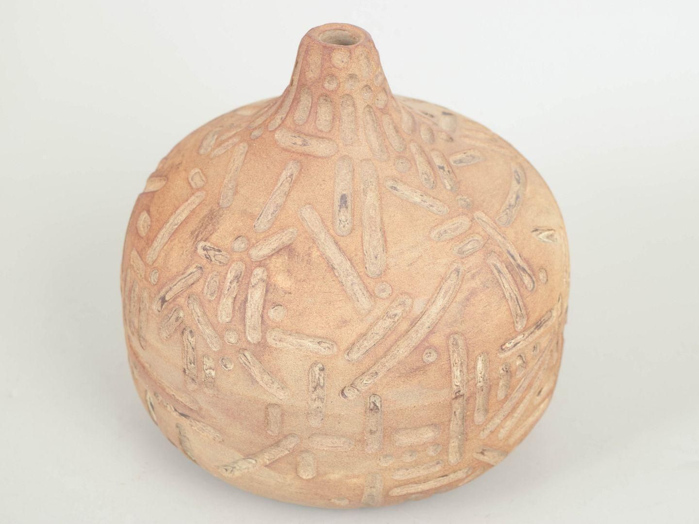Christina Muff, Danish Artist. Ceramic Unglazed Vessel With Carvings, 2023 photo Home Decor
