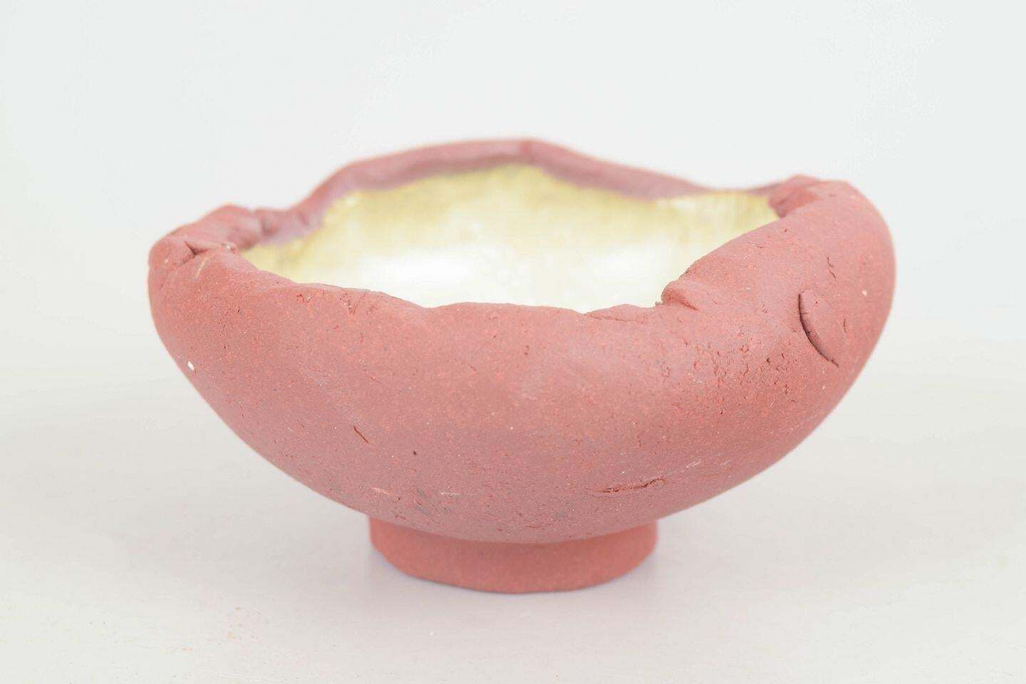 Christina Muff, Contemporary Danish Artist. Red Stoneware Bowl On Foot. 2025 photo Home Decor