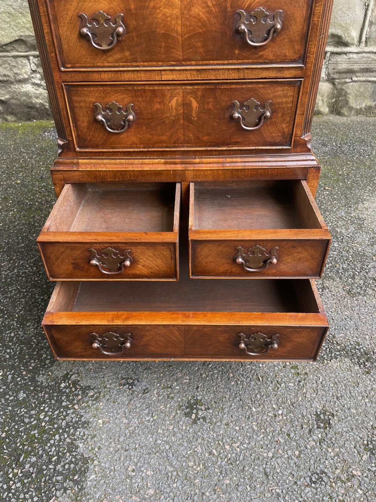 Antique Figured Walnut Small Chest Of Drawers photo for sale
