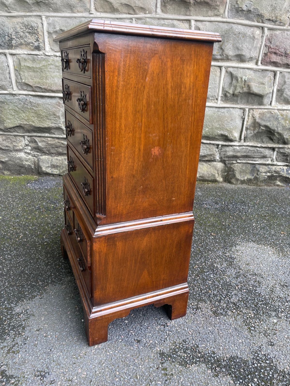 Antique Figured Walnut Small Chest Of Drawers photo vintage