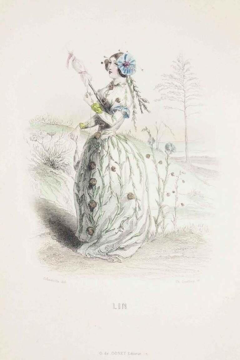 Lin   Les Fleurs Animées Vol.I   Lithograph By J.J. Grandville   1847