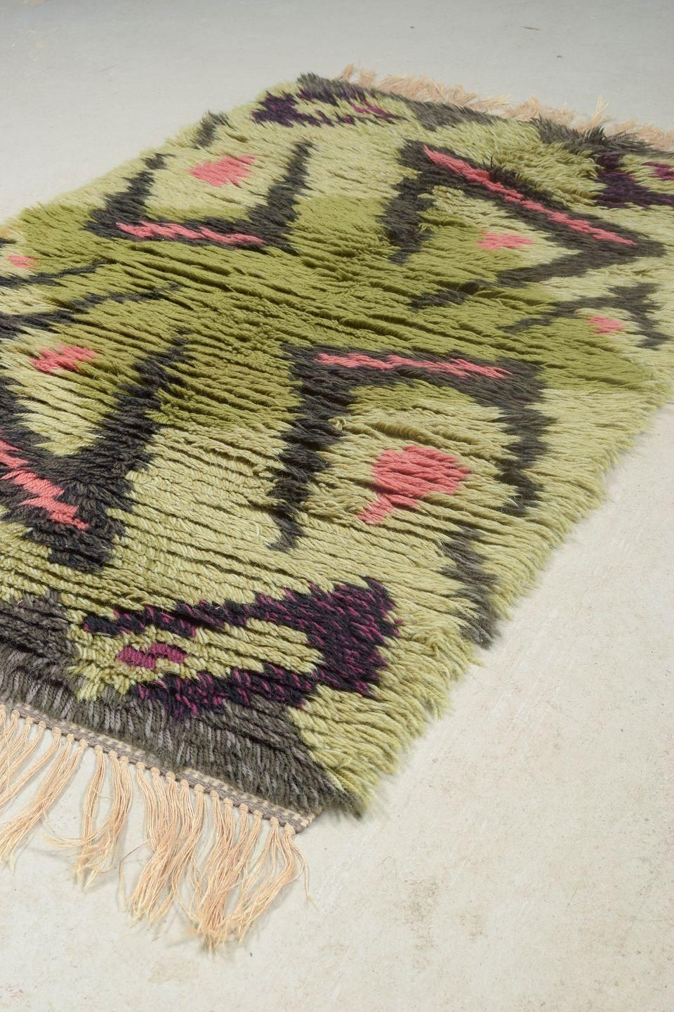Scandinavian Designer. Rya Carpet In Wool With A Graphic Pattern. 1960s/70s photo Textiles