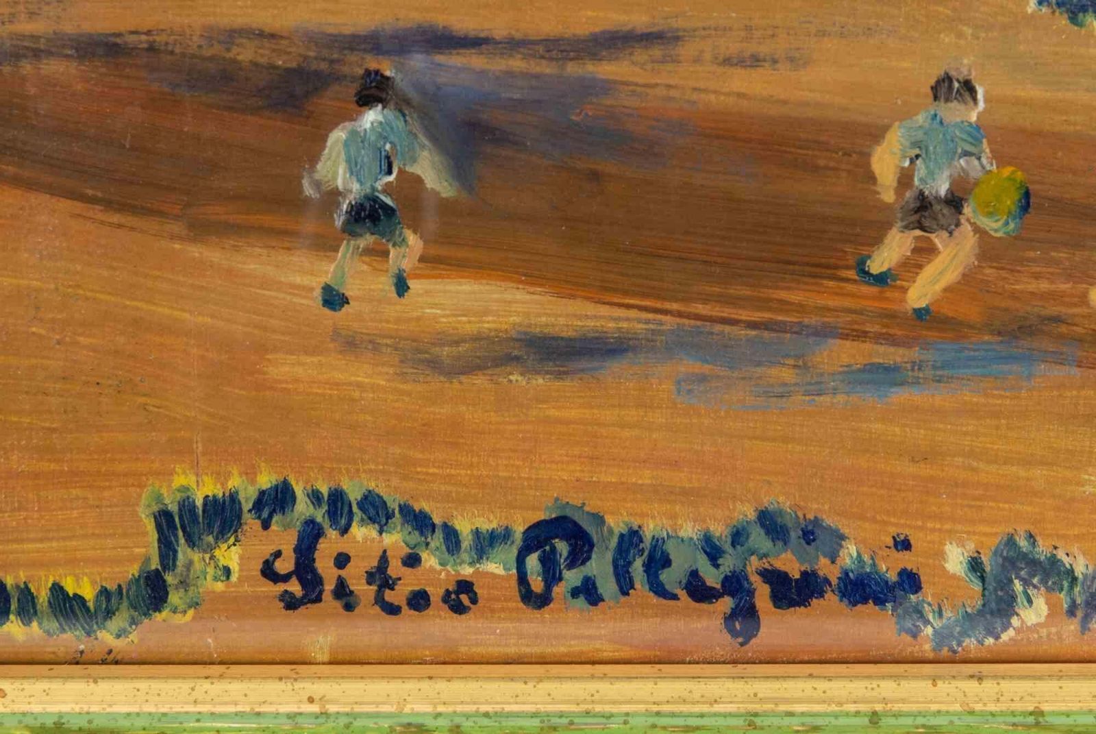 Football Match   Oil Paint By Sirio Pellegrini   1970s photo Art