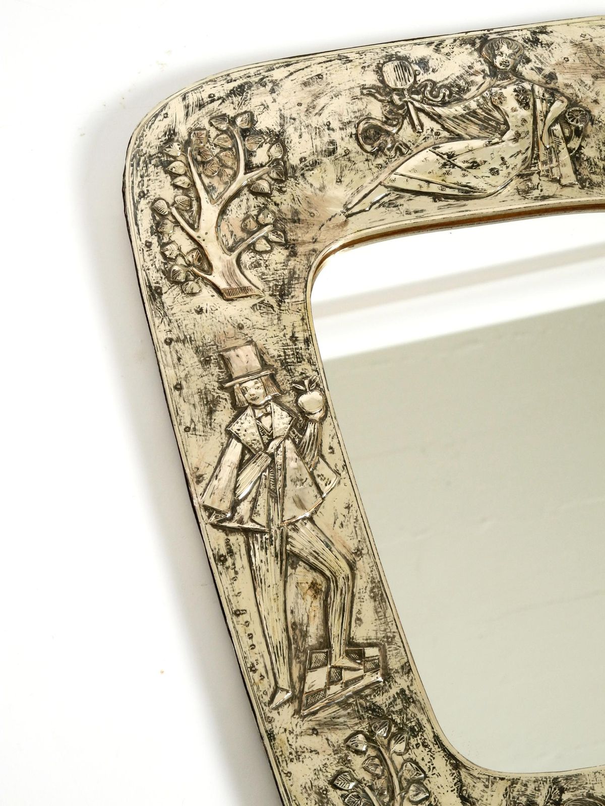 photo furniture Beautiful Mid Century Modern Wall Mirror With A Silver Plated Frame