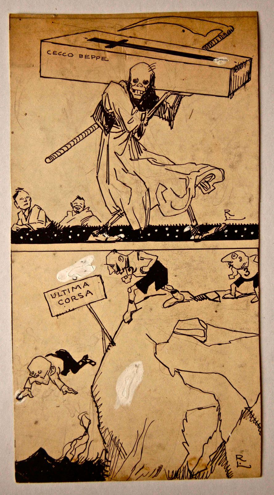 Ultima Corsa Last Race   Drawing By Gabriele Galantara   1910s