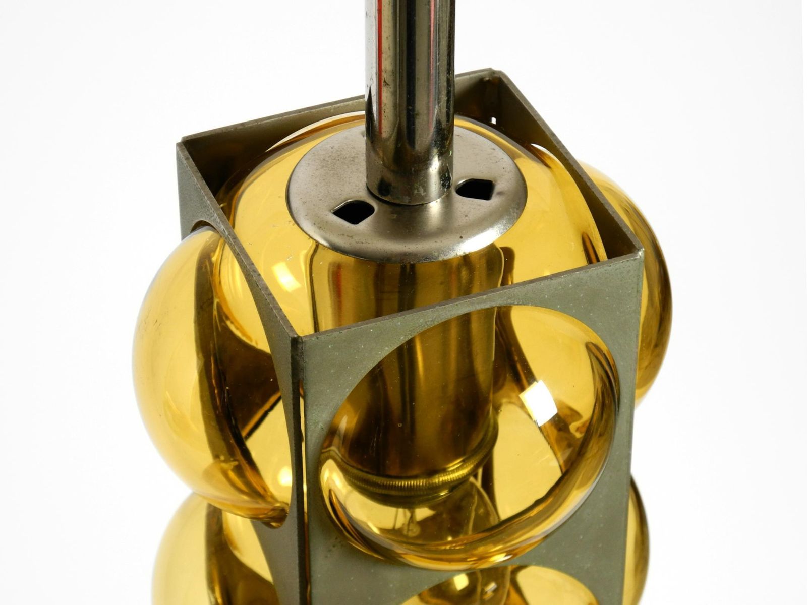 photo for sale Jaren 1960 Space Age Hanglamp van Temde, Glas en Vernikkeld Metaal