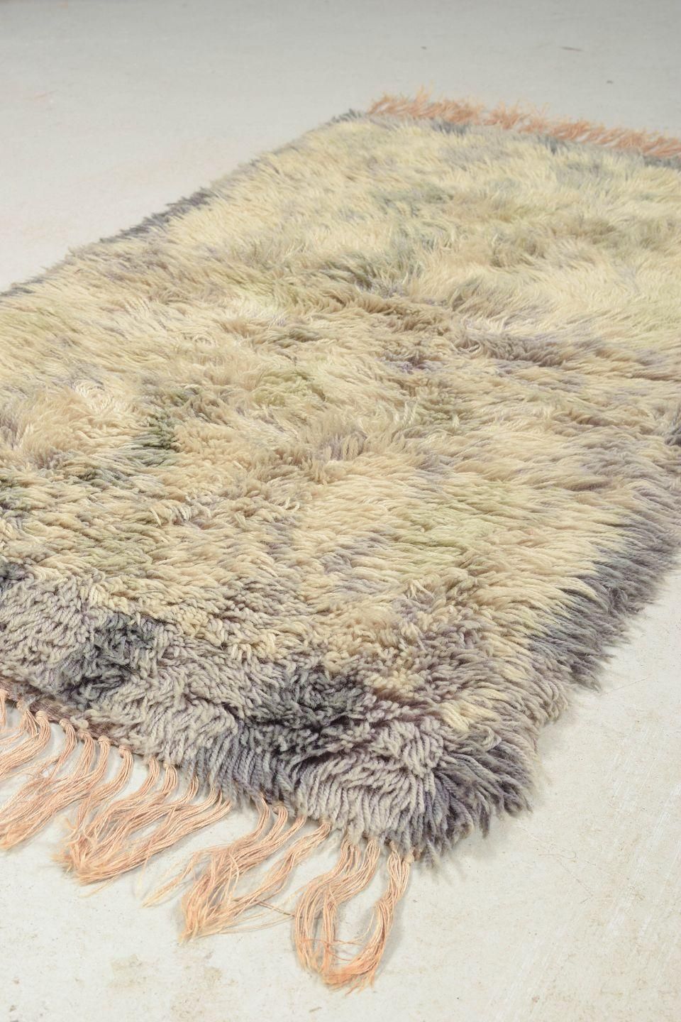 Scandinavian Designer. Rya Carpet In Wool In Shades Of Grey, Beige, And Lilac. photo Textiles