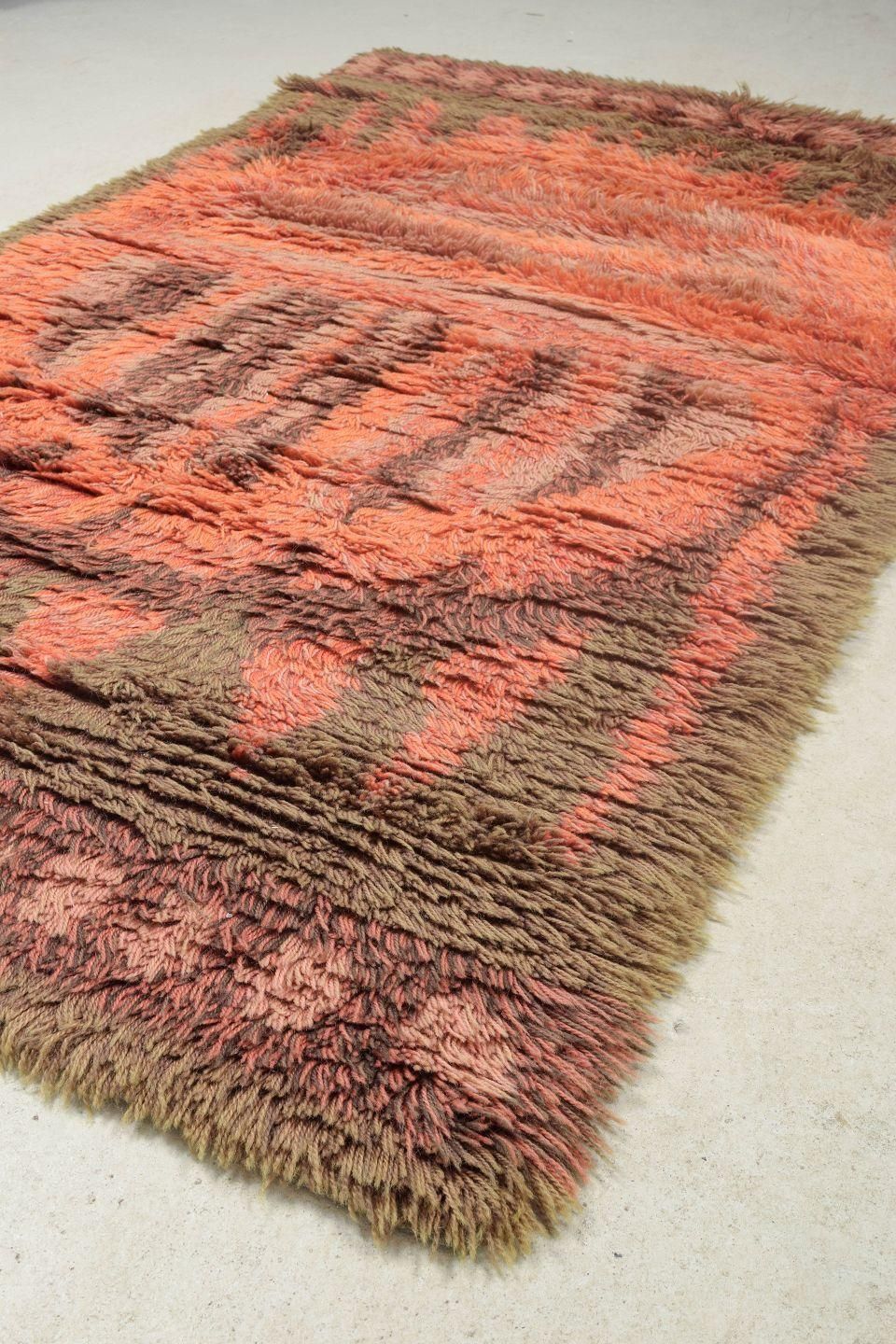 Tapis rya scandinave en laine, motif solaire, années 1960/70 photo Textiles