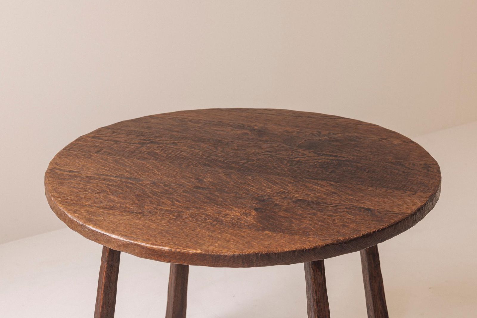 Ronde massief eiken eettafel, ca. jaren 1950, Frans vakmanschap photo for sale